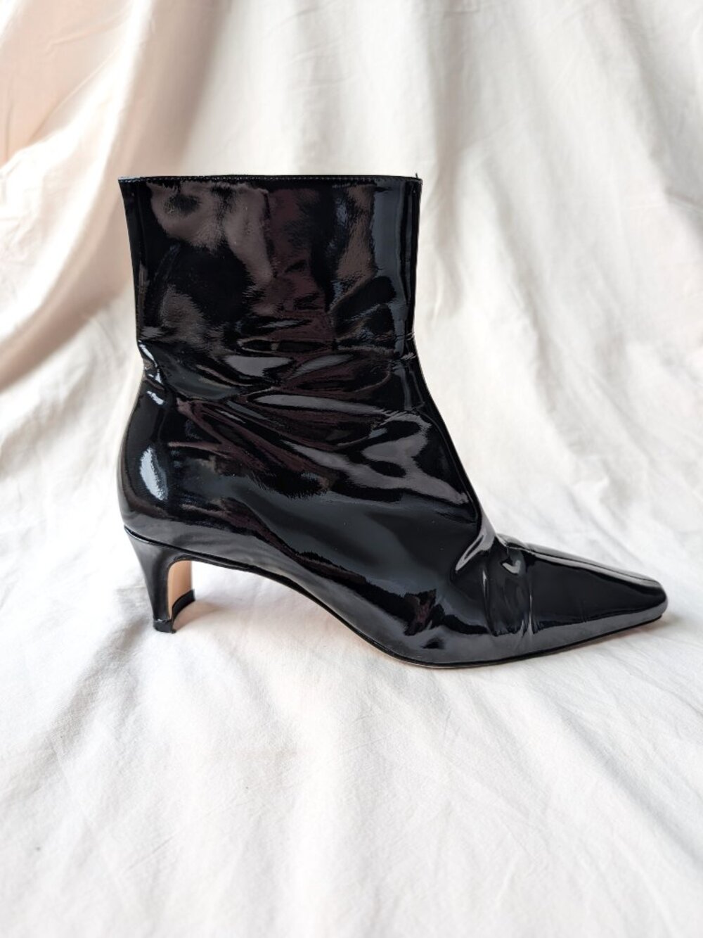 STAUD Wally Ankle Boot | Black Patent Leather | Size EU 37/US 7